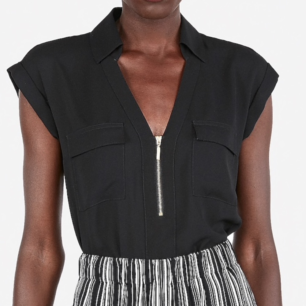 Express Black Zip Up Chelsea Blouse